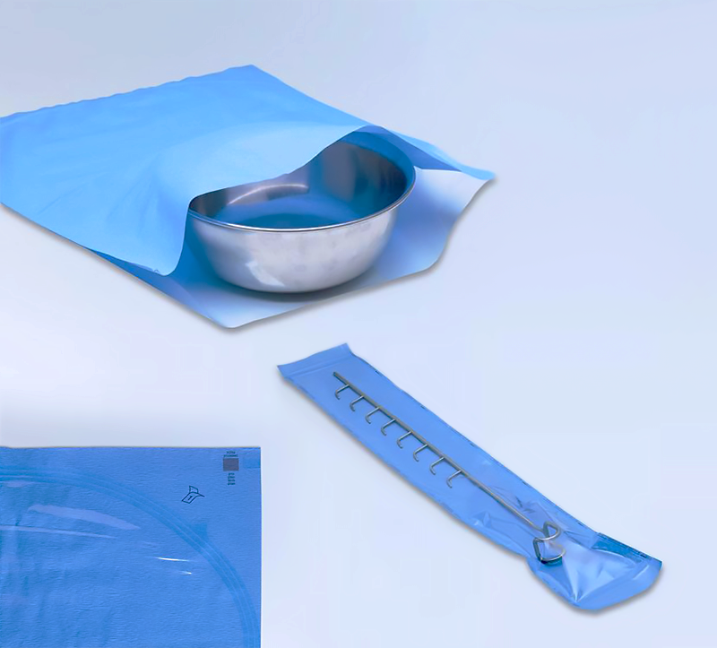 The system combines the sterilization-technical advantages of flexible packaging (non-woven fabric) with the facilitation of see-through packaging. The high air and steam permeability allows the use of large and absorbent loads. Due to mechanical strength, heavy instruments can also be safely packaged.