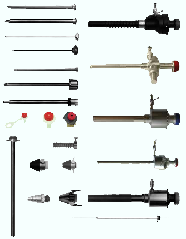 Assorted trocars, obturators, and reducers are available as well as other accessories relating to endoscopy.