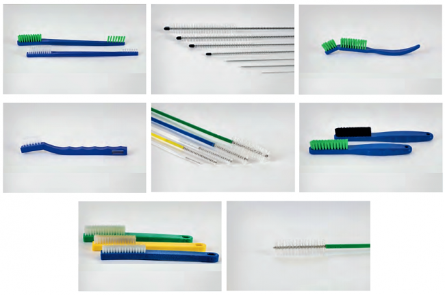 Stericlin® offers a wide range of suitable cleaning brushes for various applications and instrument types. The range also includes aids such as holder and cleaning pads which further support the sterilization process.
